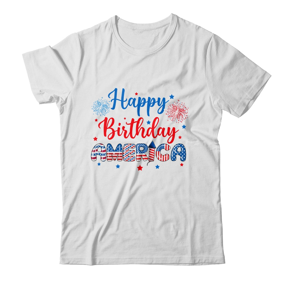 Happy Birthday America Firework USA Flag 4th Of July Freedom Shirt & Tank Top | teecentury