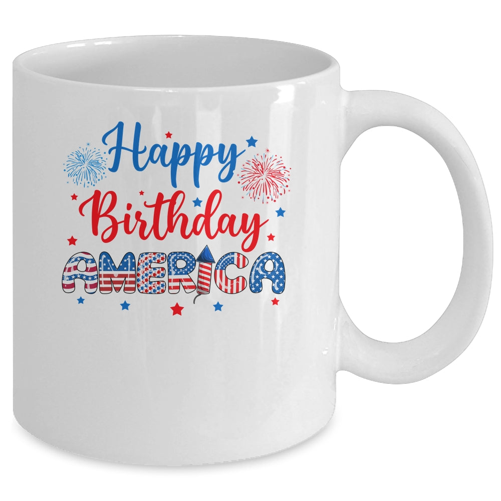 Happy Birthday America Firework USA Flag 4th Of July Freedom Mug | teecentury