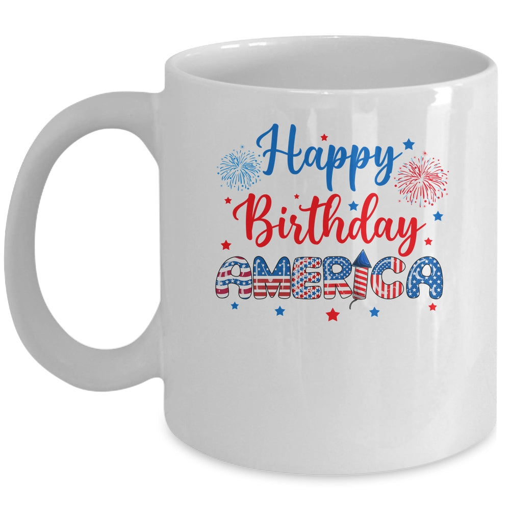 Happy Birthday America Firework USA Flag 4th Of July Freedom Mug | teecentury