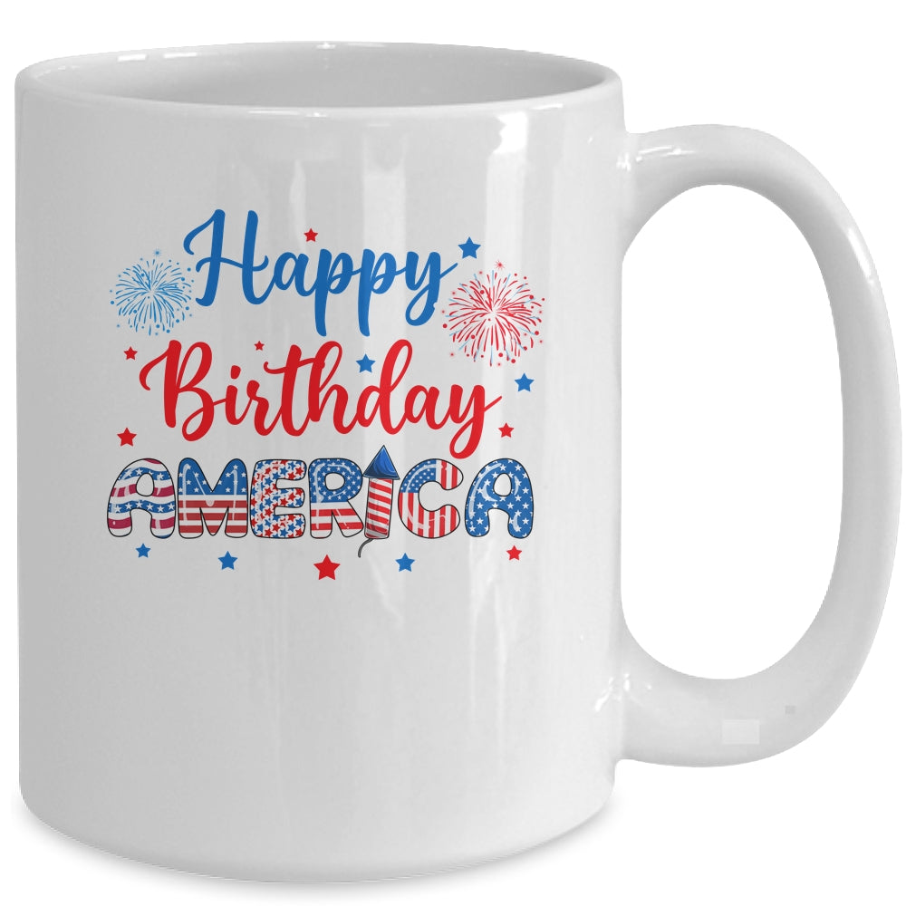 Happy Birthday America Firework USA Flag 4th Of July Freedom Mug | teecentury
