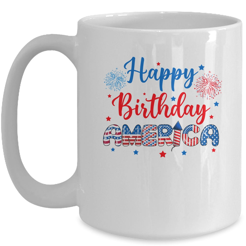 Happy Birthday America Firework USA Flag 4th Of July Freedom Mug | teecentury