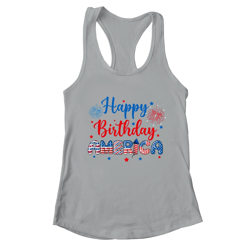 Happy Birthday America Firework USA Flag 4th Of July Freedom Shirt & Tank Top | teecentury
