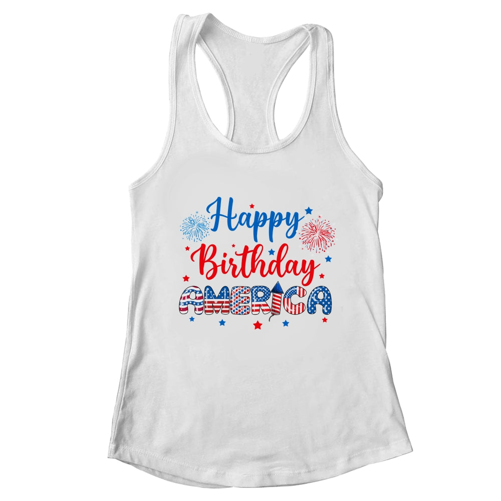 Happy Birthday America Firework USA Flag 4th Of July Freedom Shirt & Tank Top | teecentury