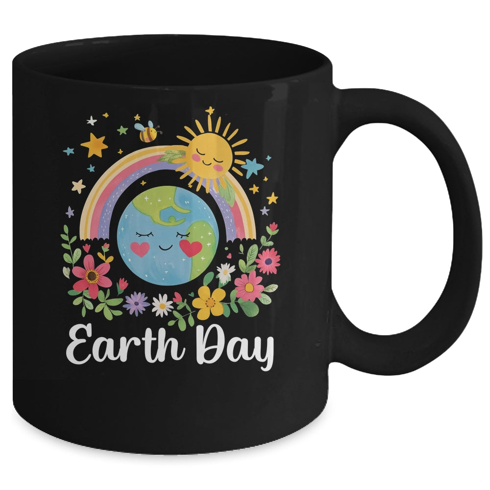 Happy Earth Day 2025 Cute Earth With Floral Earth Day Mug | teecentury