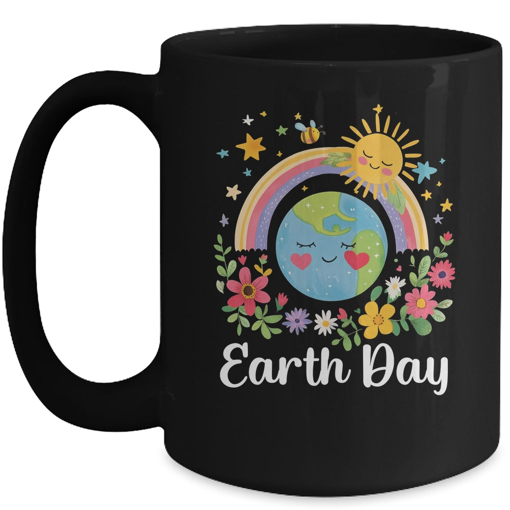 Happy Earth Day 2025 Cute Earth With Floral Earth Day Mug | teecentury