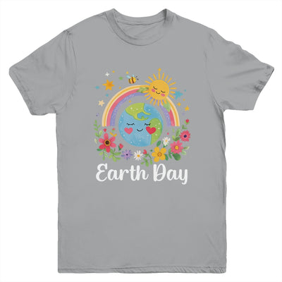 Happy Earth Day 2025 Cute Earth With Floral Earth Day Youth Shirt | teecentury