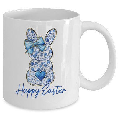 Happy Easter Blue Floral Bunny Easter Rabbit Coquette Girls Mug | teecentury