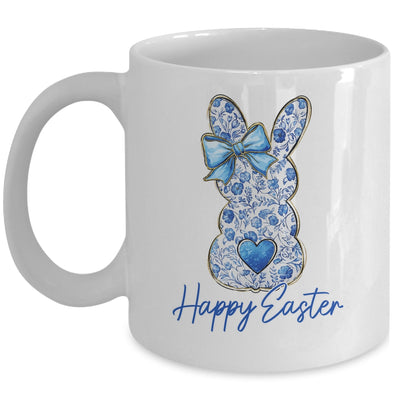 Happy Easter Blue Floral Bunny Easter Rabbit Coquette Girls Mug | teecentury
