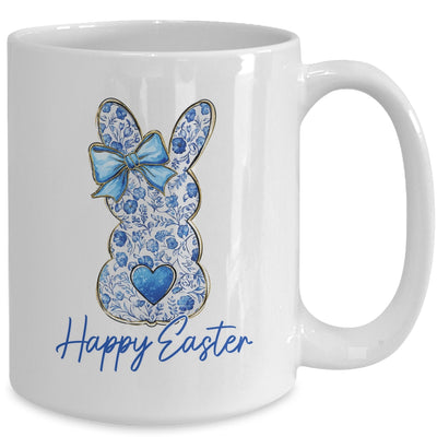 Happy Easter Blue Floral Bunny Easter Rabbit Coquette Girls Mug | teecentury