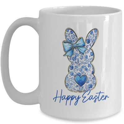Happy Easter Blue Floral Bunny Easter Rabbit Coquette Girls Mug | teecentury