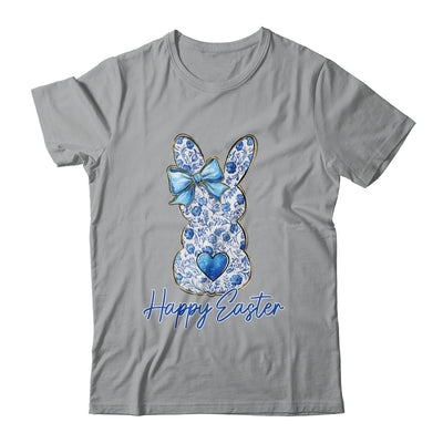 Happy Easter Blue Floral Bunny Easter Rabbit Coquette Girls Shirt & Sweatshirt | teecentury