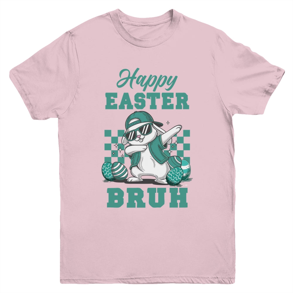 Happy Easter Bruh Bunny Dabbing Easter Kids Boys Girls Youth Shirt | teecentury