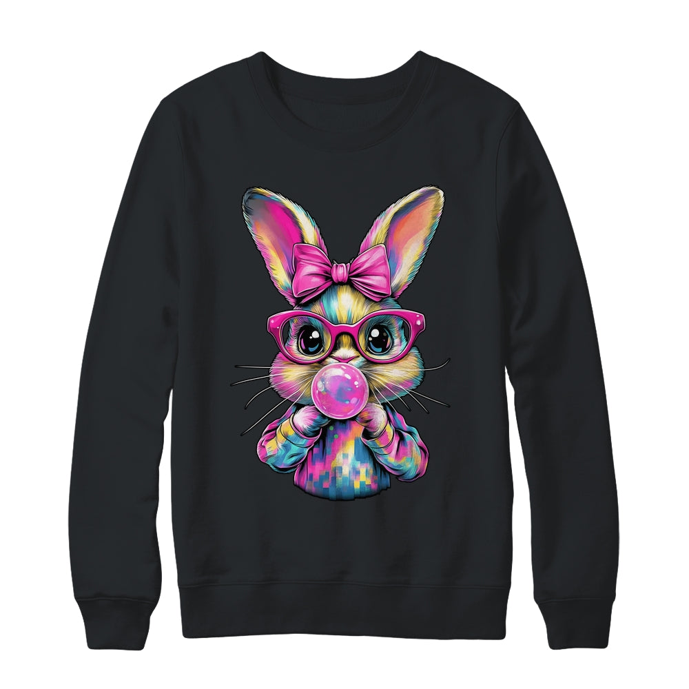 Happy Easter Bunny Coquette Bow Brushstroke Easter Girl Kids Shirt & Sweatshirt | teecentury