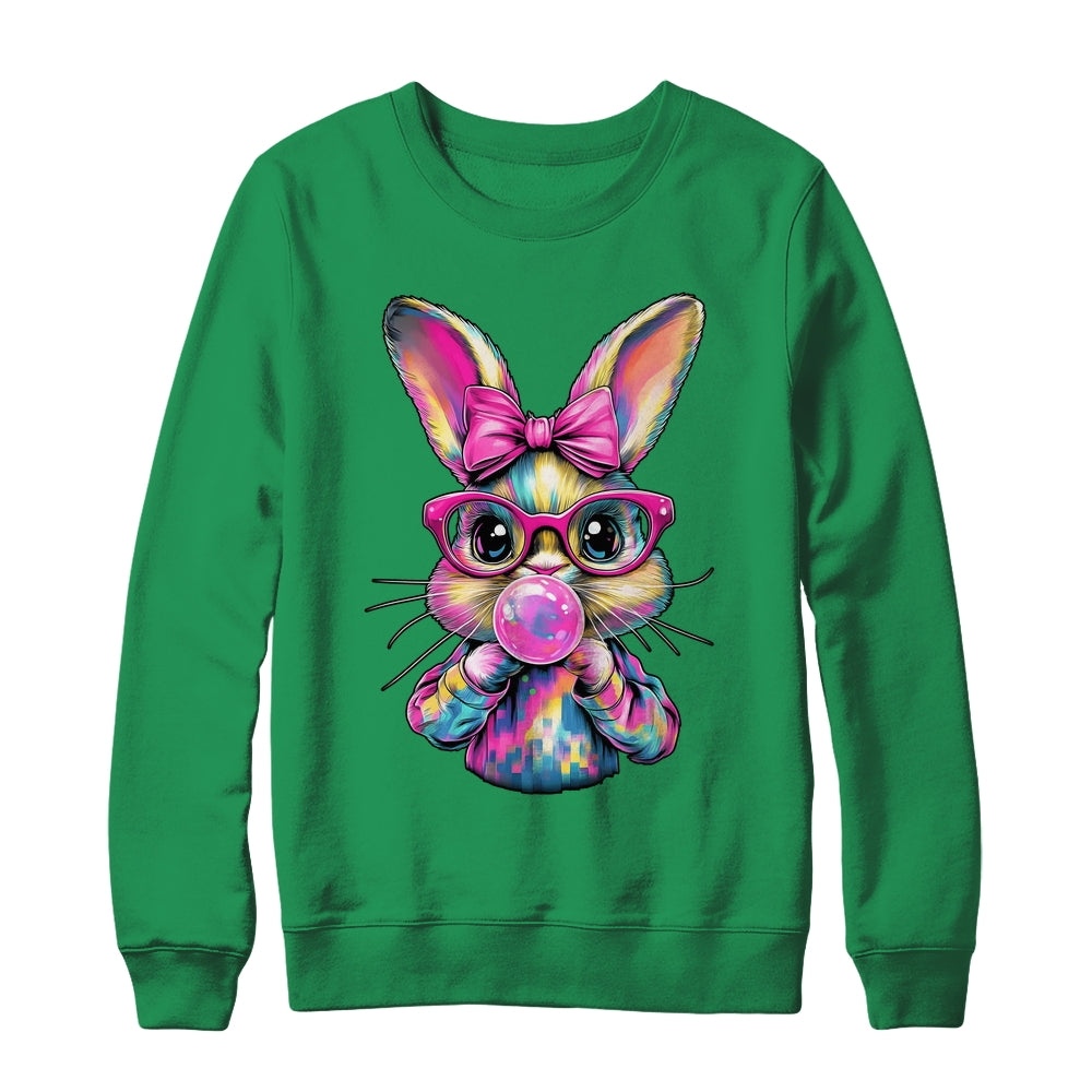Happy Easter Bunny Coquette Bow Brushstroke Easter Girl Kids Shirt & Sweatshirt | teecentury