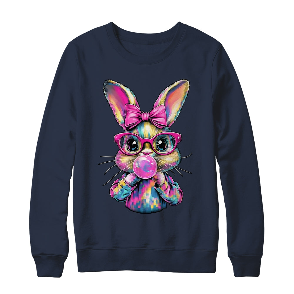 Happy Easter Bunny Coquette Bow Brushstroke Easter Girl Kids Shirt & Sweatshirt | teecentury