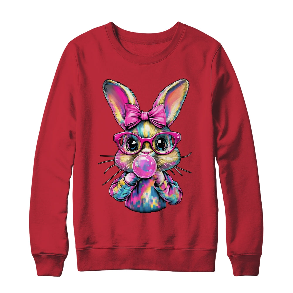 Happy Easter Bunny Coquette Bow Brushstroke Easter Girl Kids Shirt & Sweatshirt | teecentury