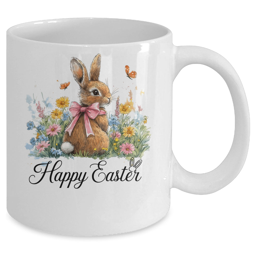 Happy Easter Bunny Coquette Spring Retro Girly Kids Floral Mug | teecentury