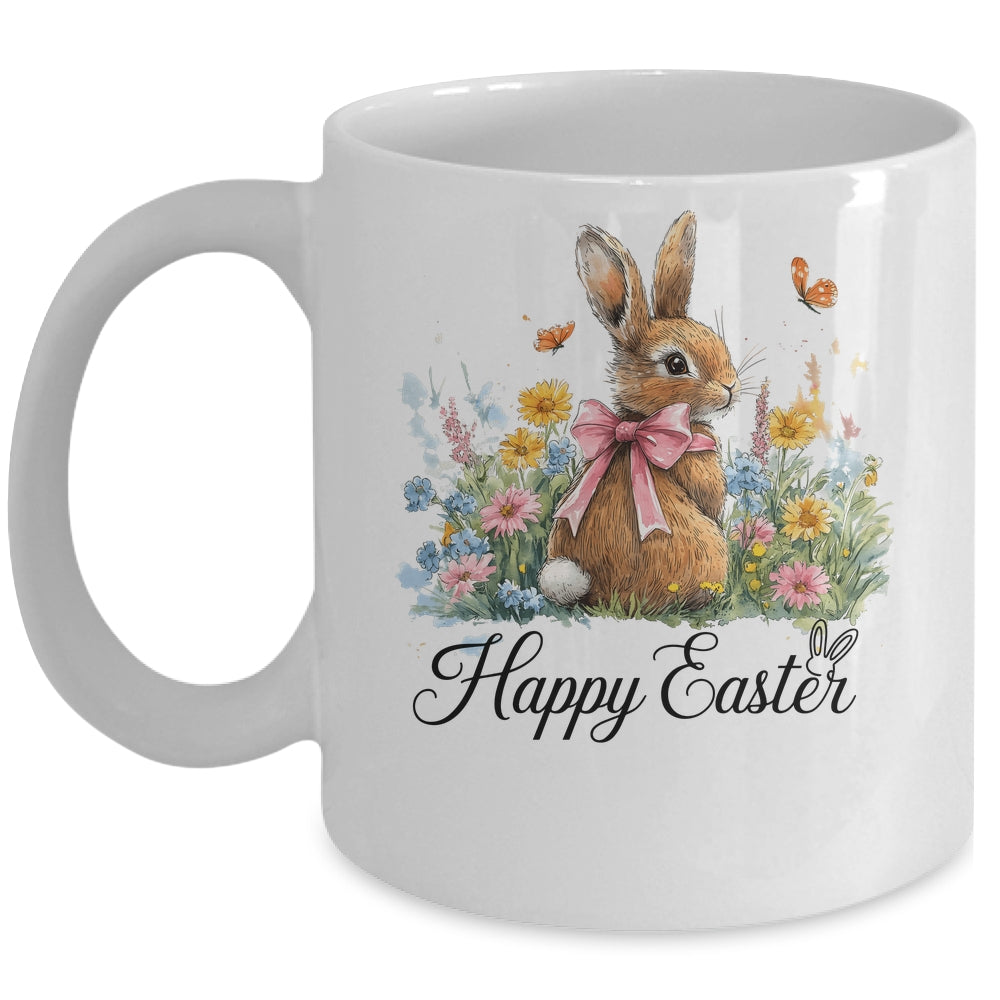 Happy Easter Bunny Coquette Spring Retro Girly Kids Floral Mug | teecentury