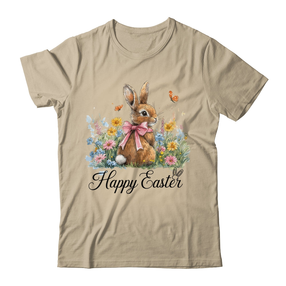 Happy Easter Bunny Coquette Spring Retro Girly Kids Floral Shirt & Hoodie | teecentury