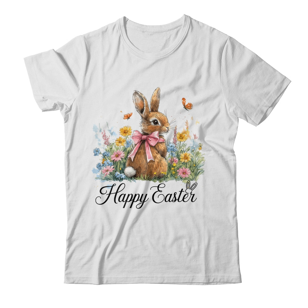 Happy Easter Bunny Coquette Spring Retro Girly Kids Floral Shirt & Hoodie | teecentury