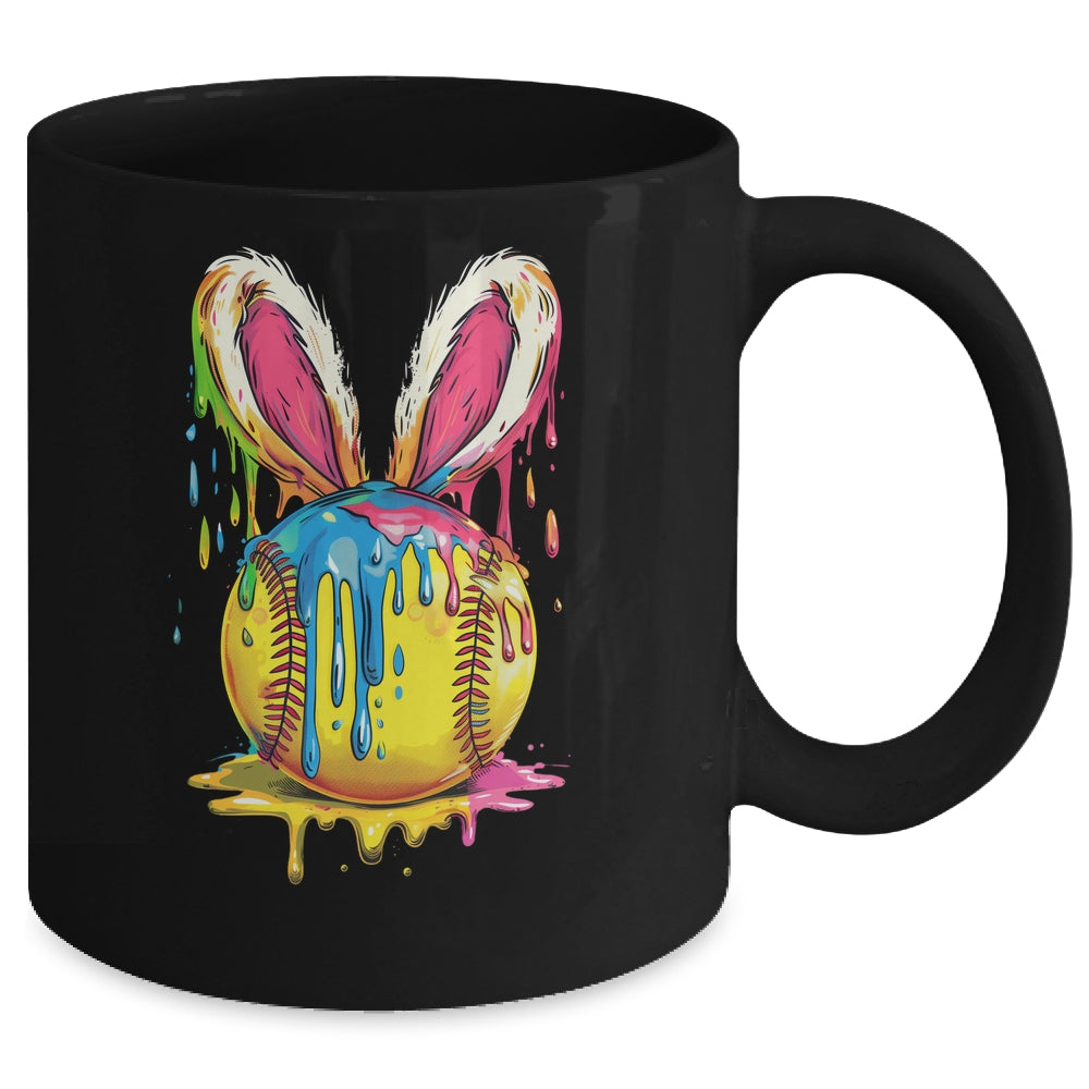 Happy Easter Bunny Softball Ice Cream Drip Women Girls Mug | teecentury