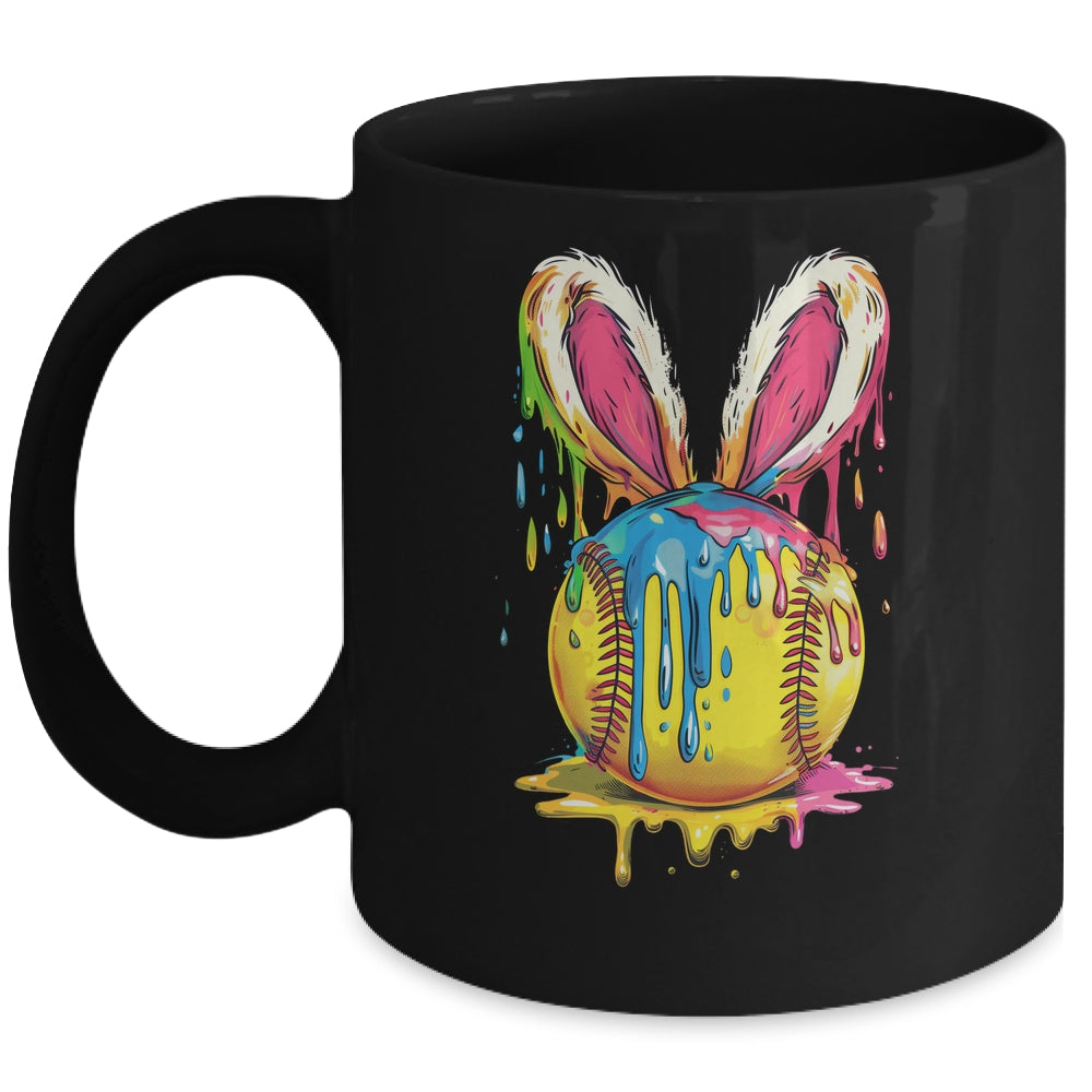 Happy Easter Bunny Softball Ice Cream Drip Women Girls Mug | teecentury
