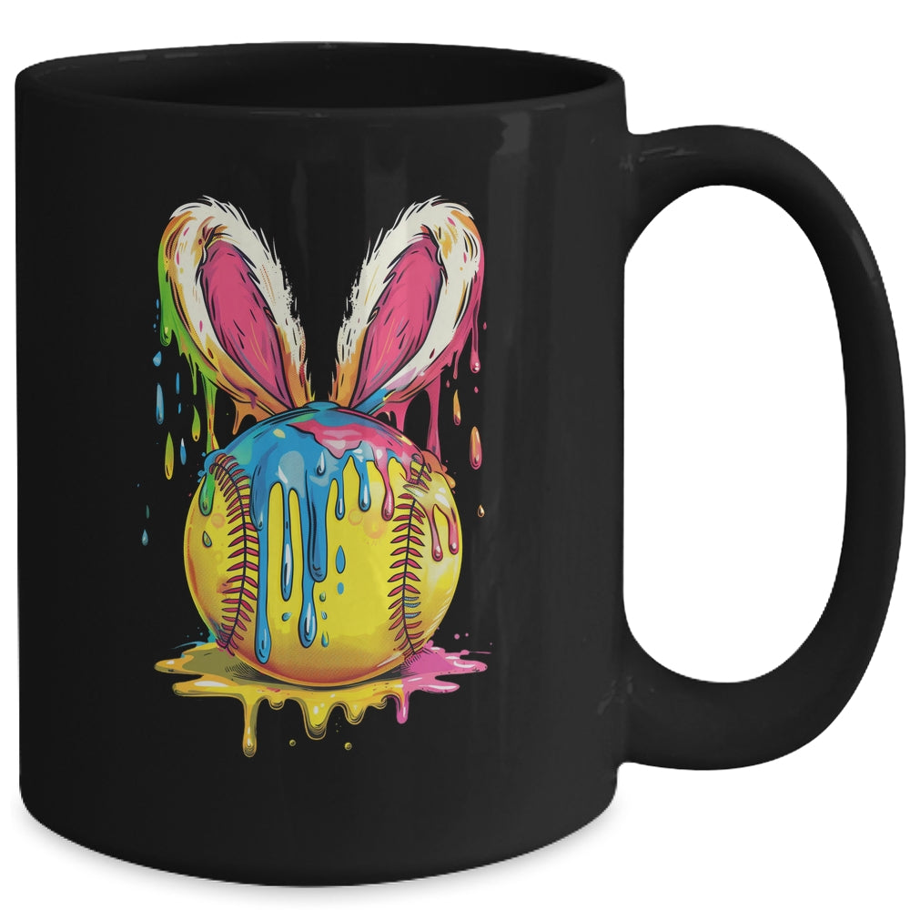 Happy Easter Bunny Softball Ice Cream Drip Women Girls Mug | teecentury