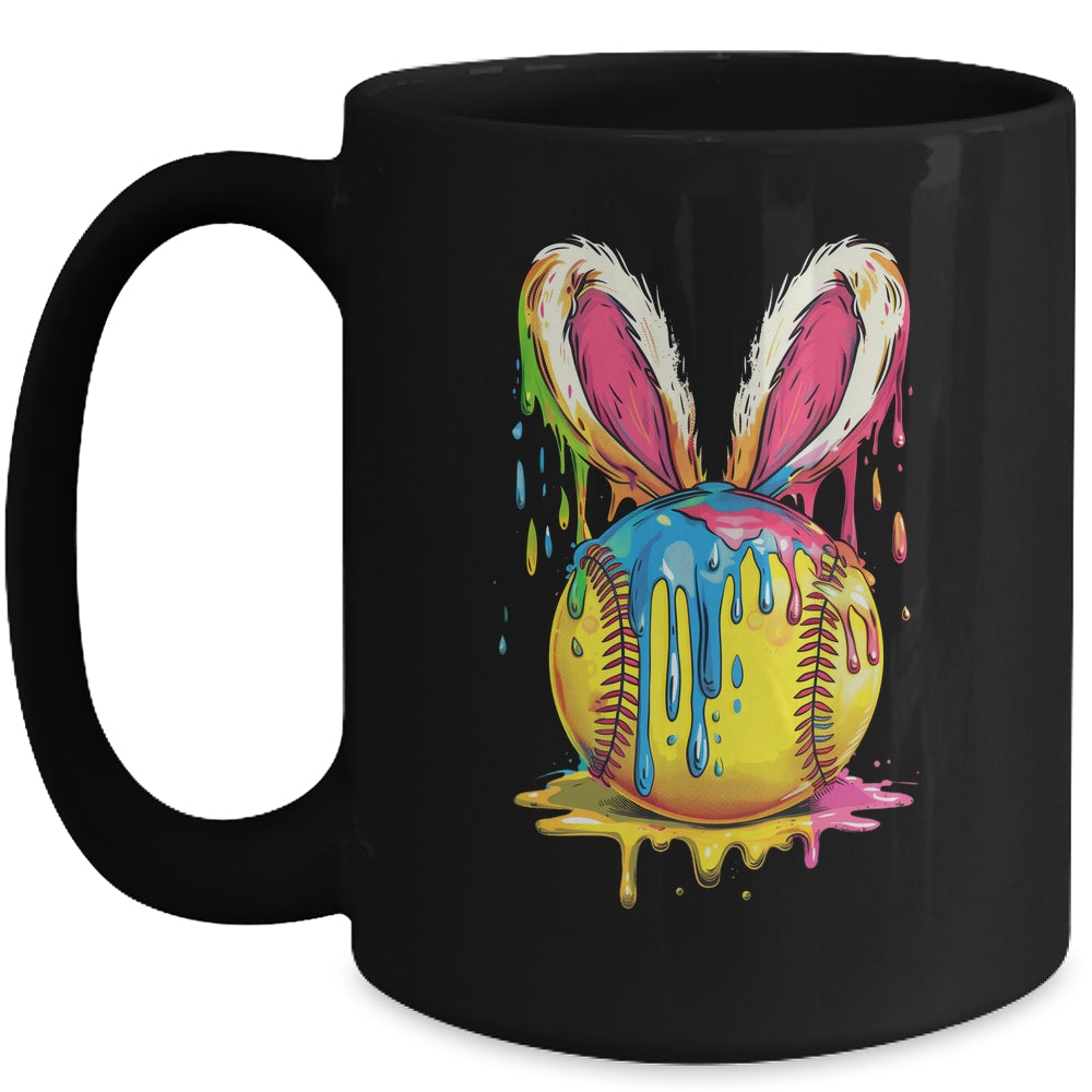 Happy Easter Bunny Softball Ice Cream Drip Women Girls Mug | teecentury
