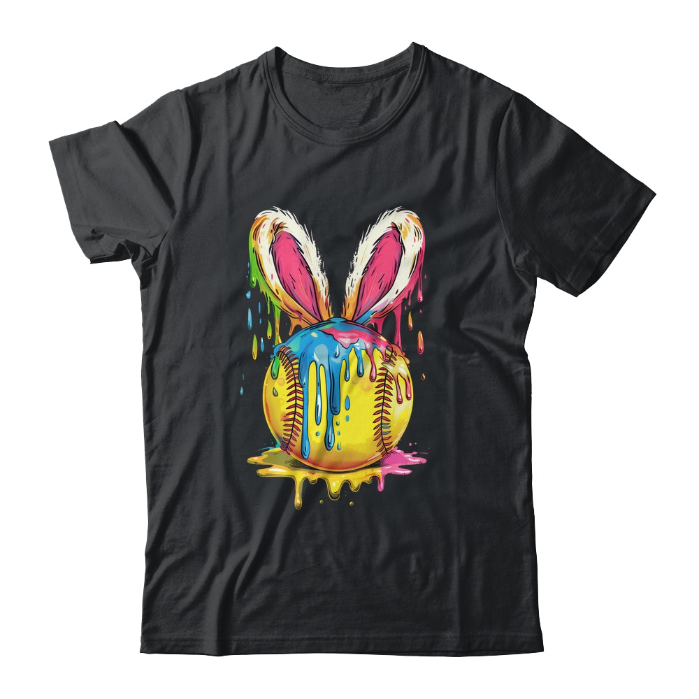 Happy Easter Bunny Softball Ice Cream Drip Women Girls Shirt & Hoodie | teecentury