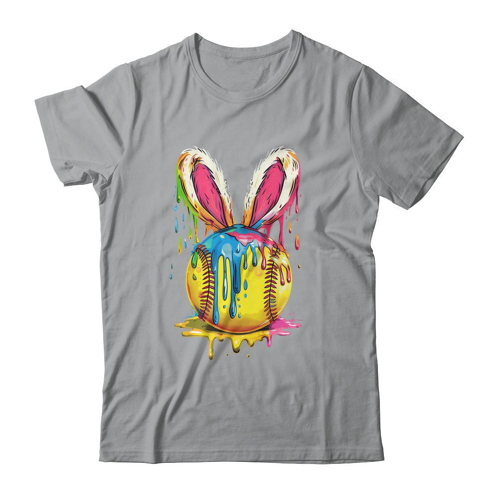 Happy Easter Bunny Softball Ice Cream Drip Women Girls Shirt & Hoodie | teecentury