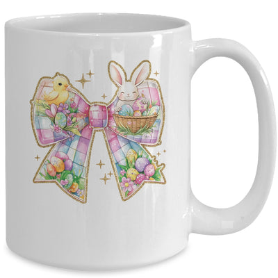 Happy Easter Coquette Bow Retro Bunny Bow Easter Floral Mug | teecentury