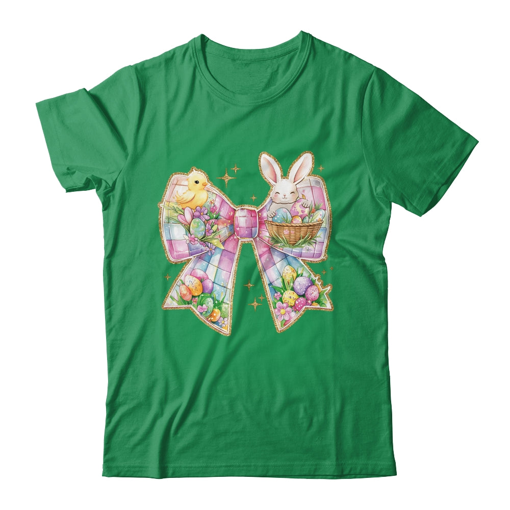 Happy Easter Coquette Bow Retro Bunny Bow Easter Floral Shirt & Sweatshirt | teecentury