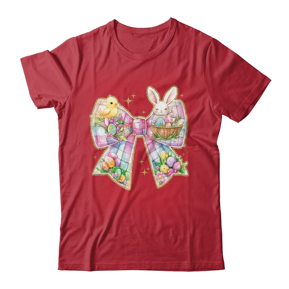 Happy Easter Coquette Bow Retro Bunny Bow Easter Floral Shirt & Sweatshirt | teecentury