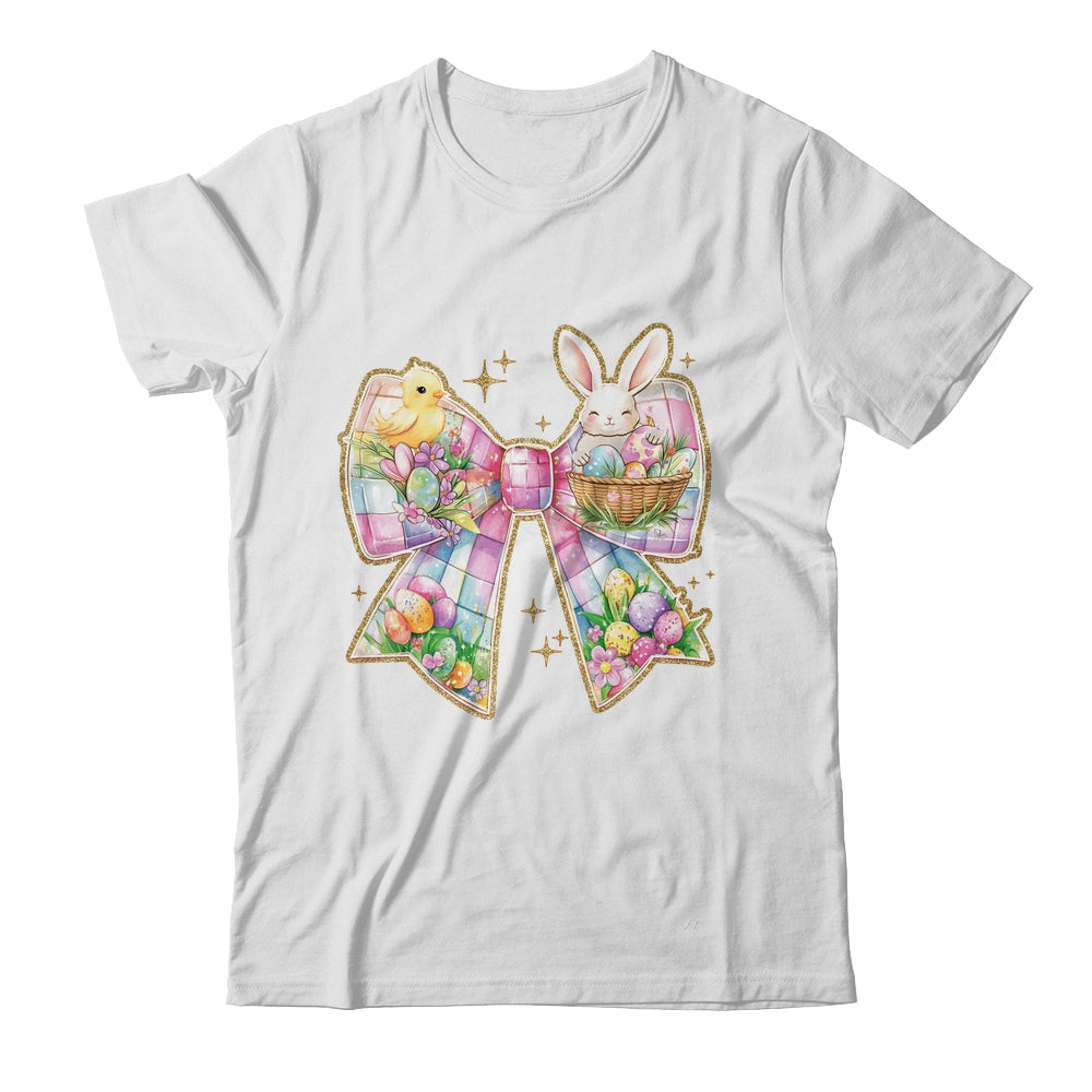 Happy Easter Coquette Bow Retro Bunny Bow Easter Floral Shirt & Sweatshirt | teecentury