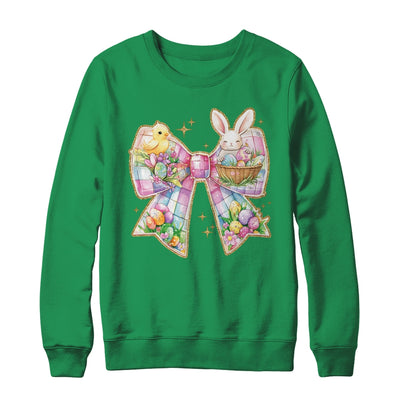 Happy Easter Coquette Bow Retro Bunny Bow Easter Floral Shirt & Sweatshirt | teecentury