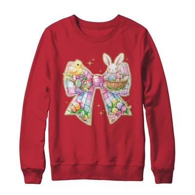 Happy Easter Coquette Bow Retro Bunny Bow Easter Floral Shirt & Sweatshirt | teecentury