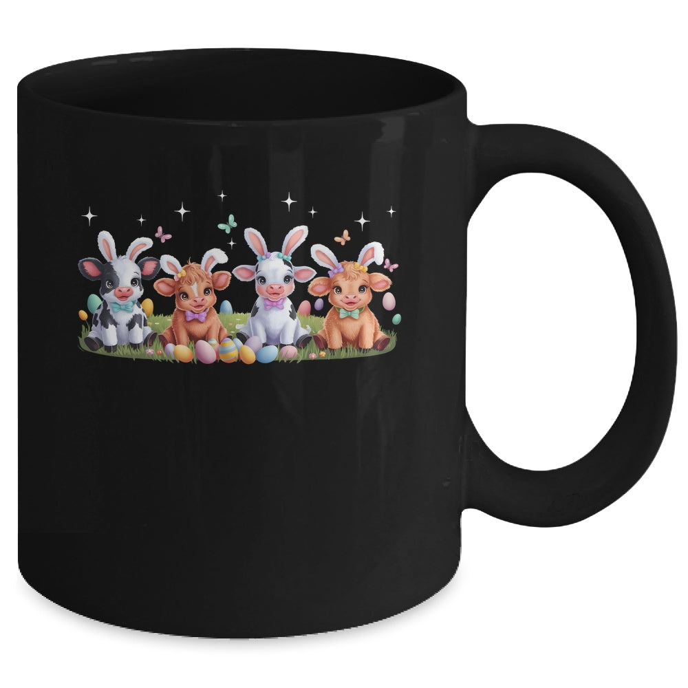 Happy Easter Day Coquetter Highland Cow Easter Bunny Girls Mug | teecentury