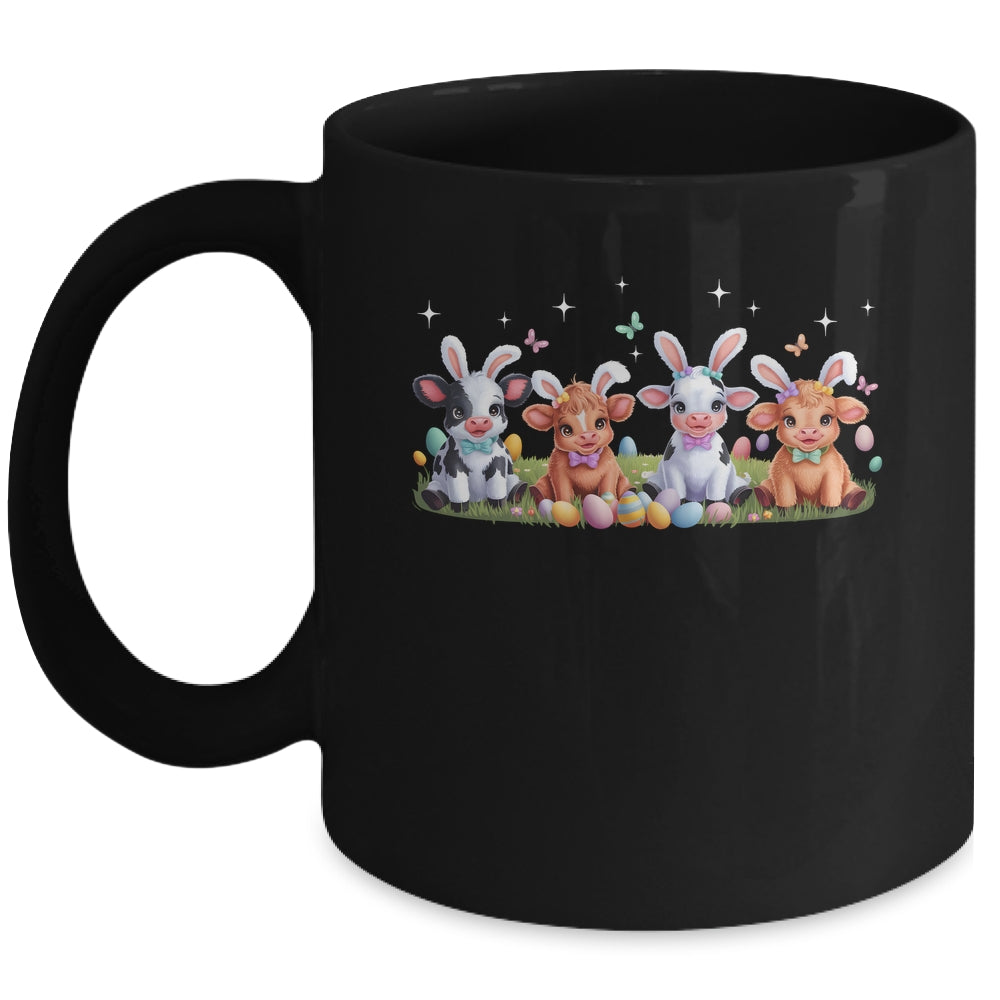 Happy Easter Day Coquetter Highland Cow Easter Bunny Girls Mug | teecentury