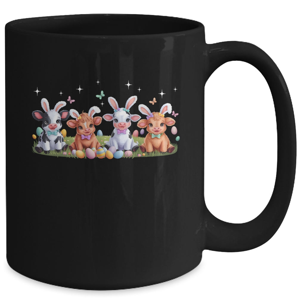 Happy Easter Day Coquetter Highland Cow Easter Bunny Girls Mug | teecentury