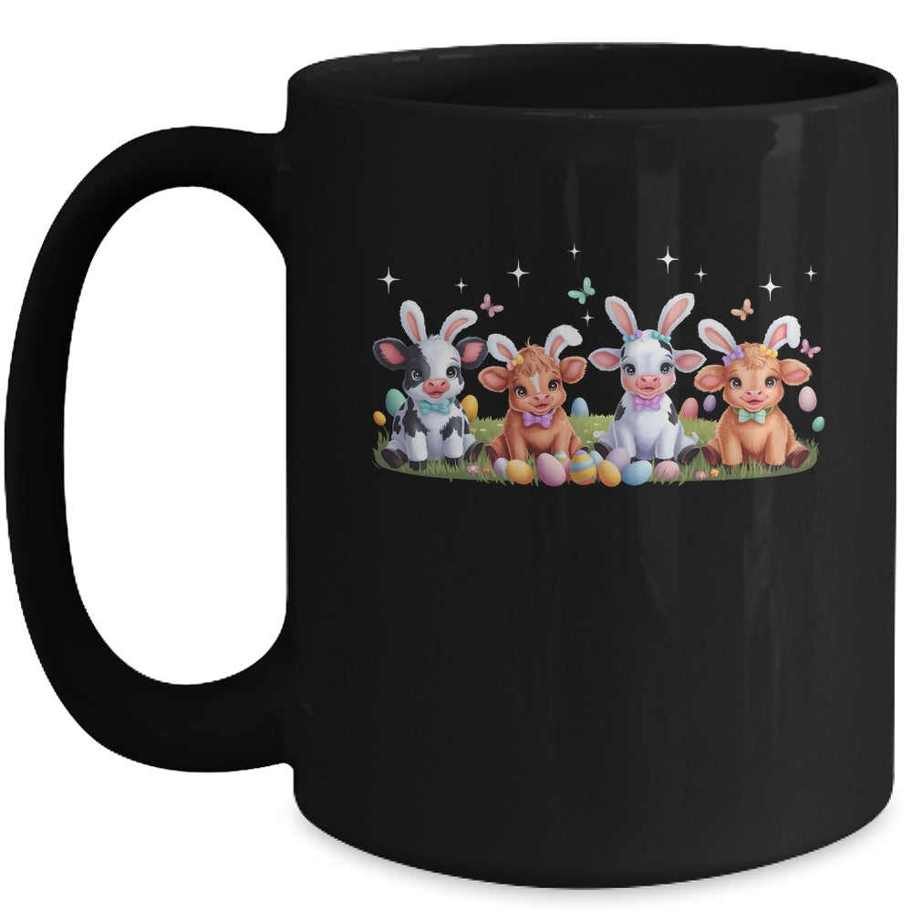 Happy Easter Day Coquetter Highland Cow Easter Bunny Girls Mug | teecentury