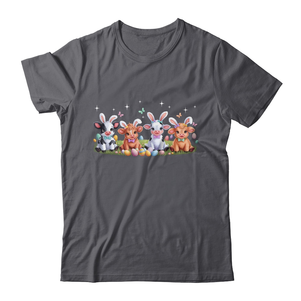 Happy Easter Day Coquetter Highland Cow Easter Bunny Girls Shirt & Tank Top | teecentury
