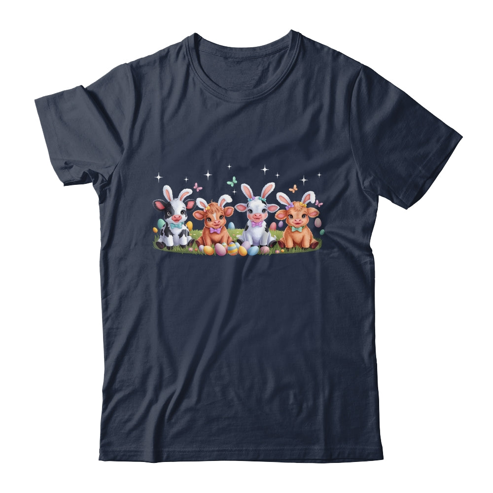 Happy Easter Day Coquetter Highland Cow Easter Bunny Girls Shirt & Tank Top | teecentury