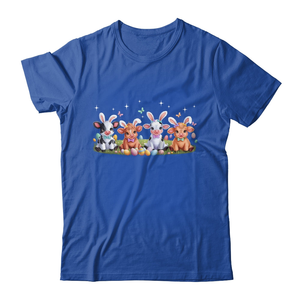 Happy Easter Day Coquetter Highland Cow Easter Bunny Girls Shirt & Tank Top | teecentury
