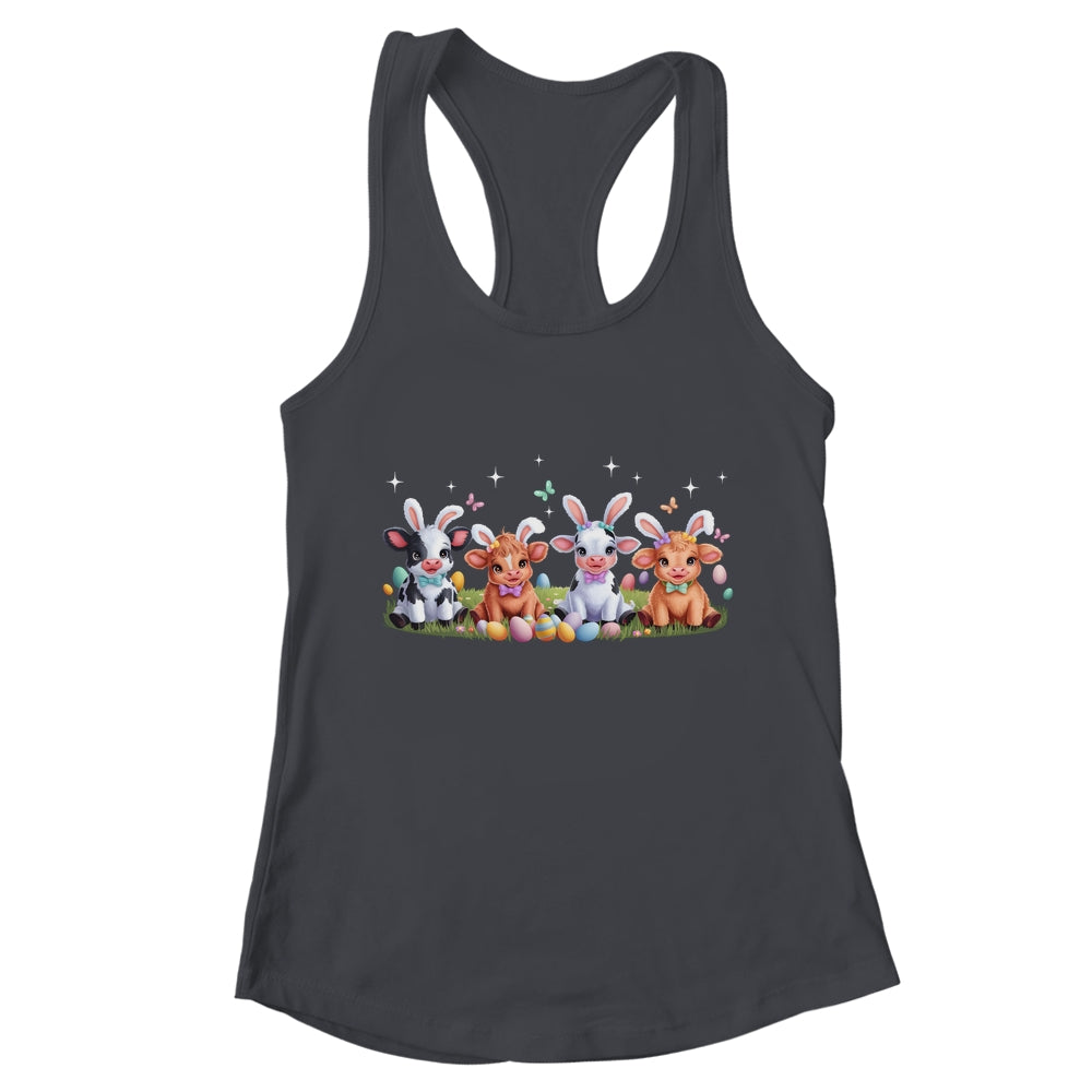 Happy Easter Day Coquetter Highland Cow Easter Bunny Girls Shirt & Tank Top | teecentury