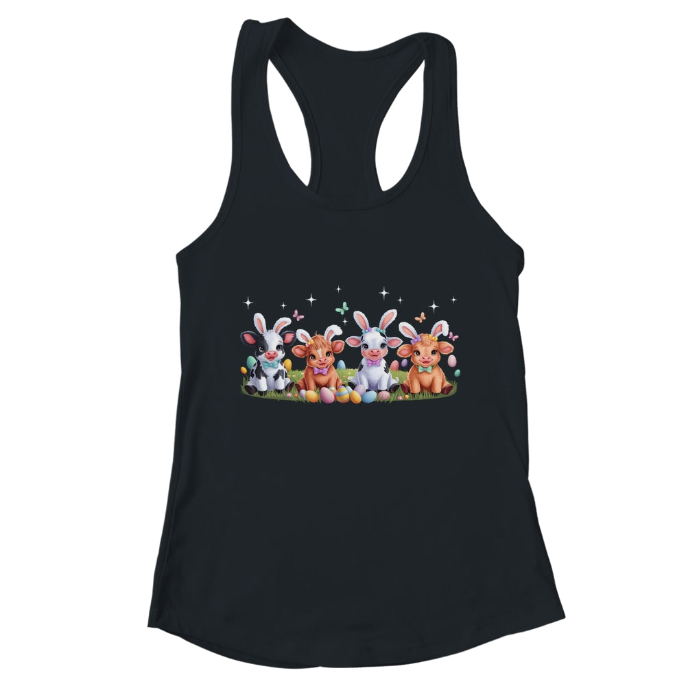 Happy Easter Day Coquetter Highland Cow Easter Bunny Girls Shirt & Tank Top | teecentury