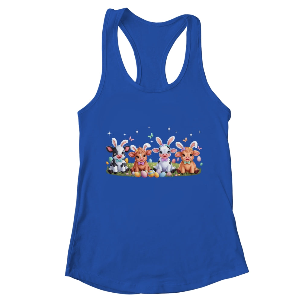 Happy Easter Day Coquetter Highland Cow Easter Bunny Girls Shirt & Tank Top | teecentury