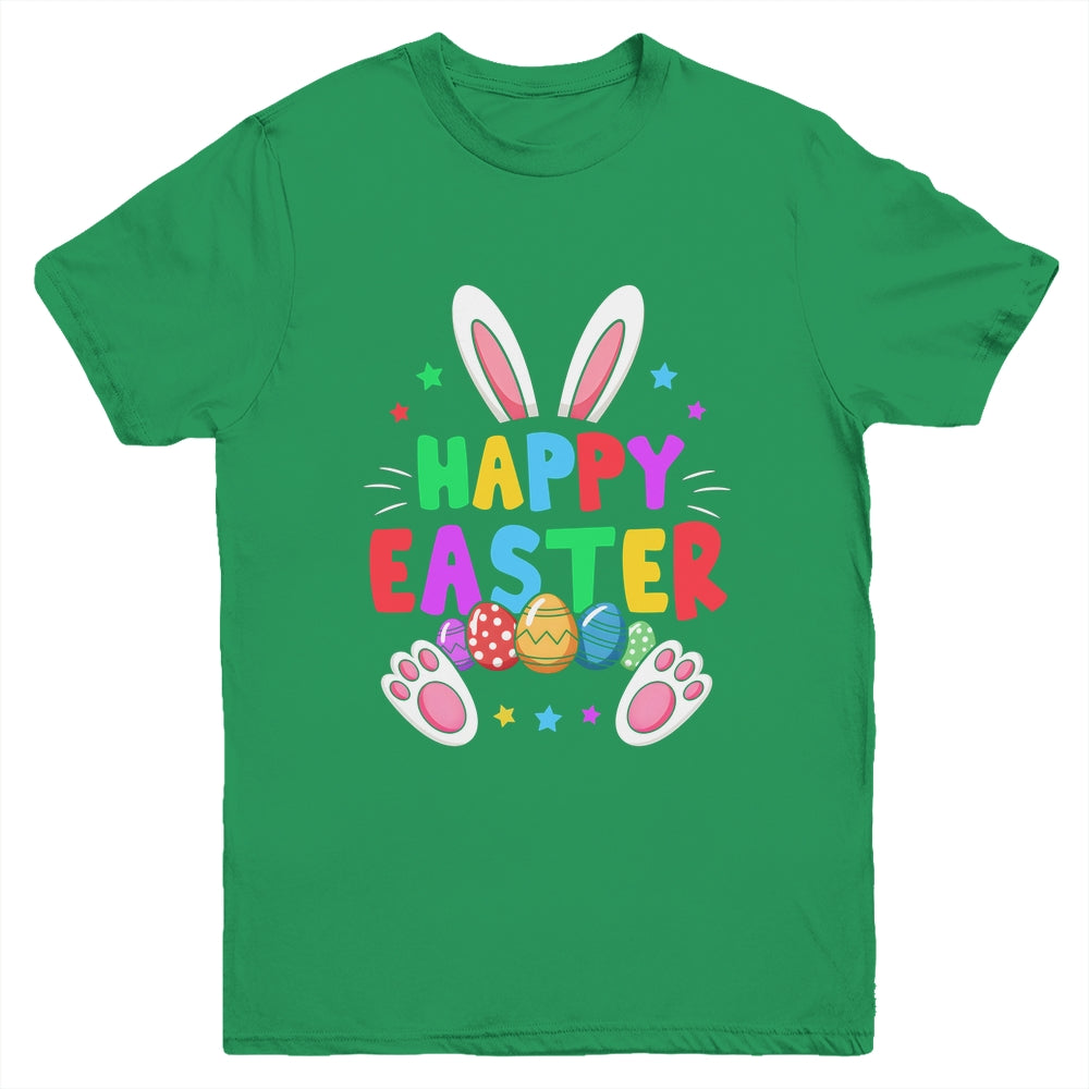 Happy Easter Day Girls Boys Easter Cute Bunny Eggs Youth Shirt | teecentury