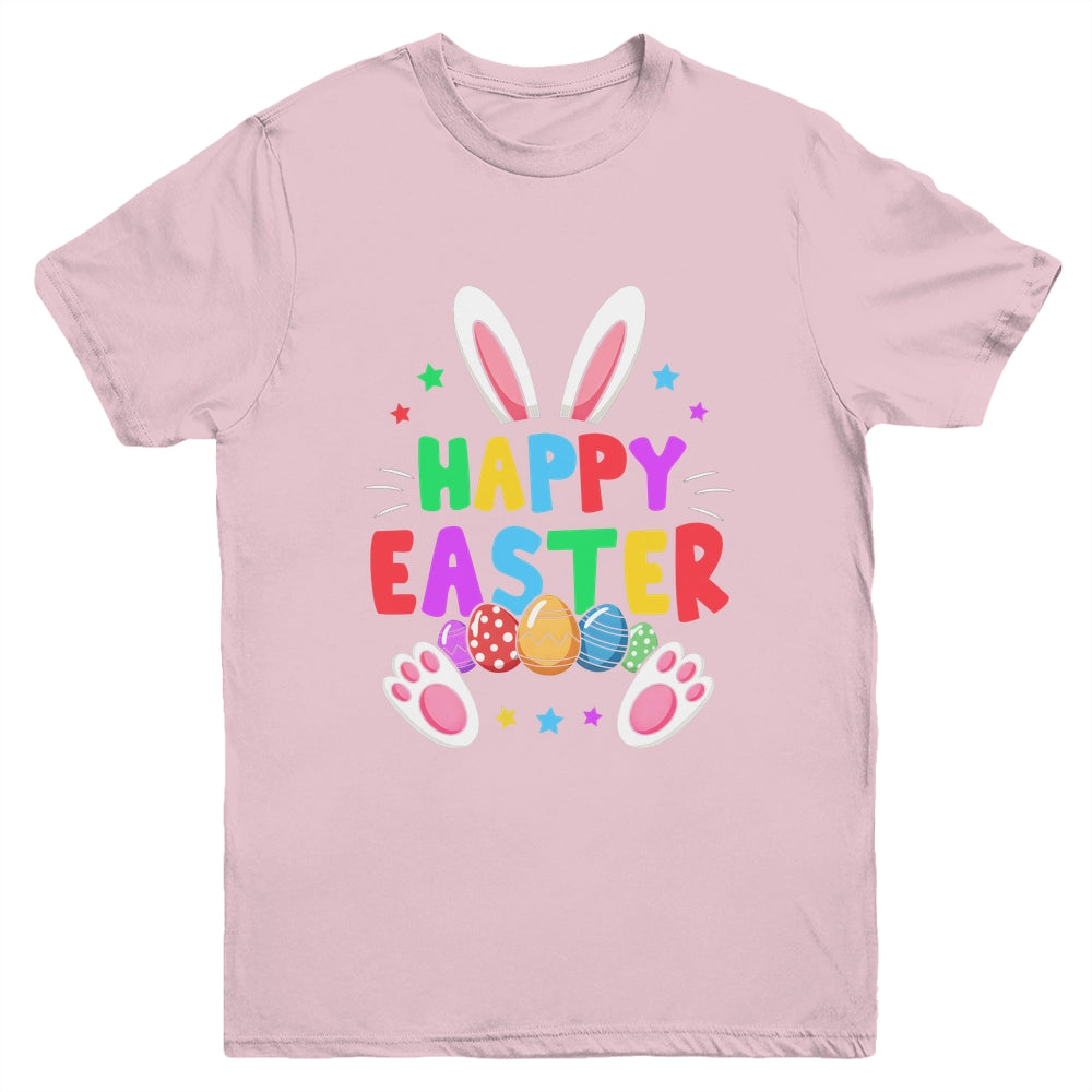 Happy Easter Day Girls Boys Easter Cute Bunny Eggs Youth Shirt | teecentury