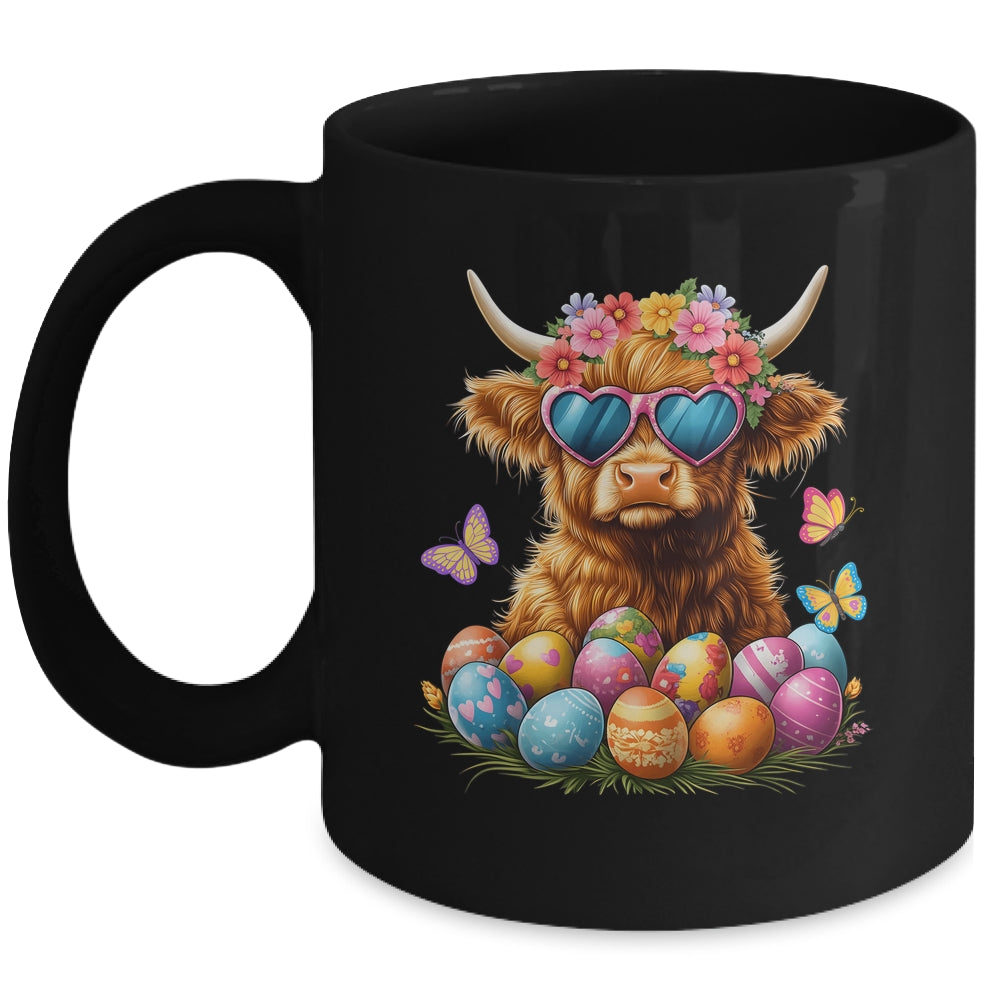 Happy Easter Highland Cow Women Girl Easter Day Farmer Mug | teecentury