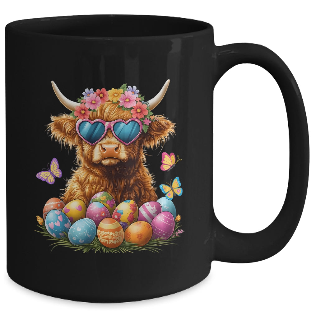 Happy Easter Highland Cow Women Girl Easter Day Farmer Mug | teecentury